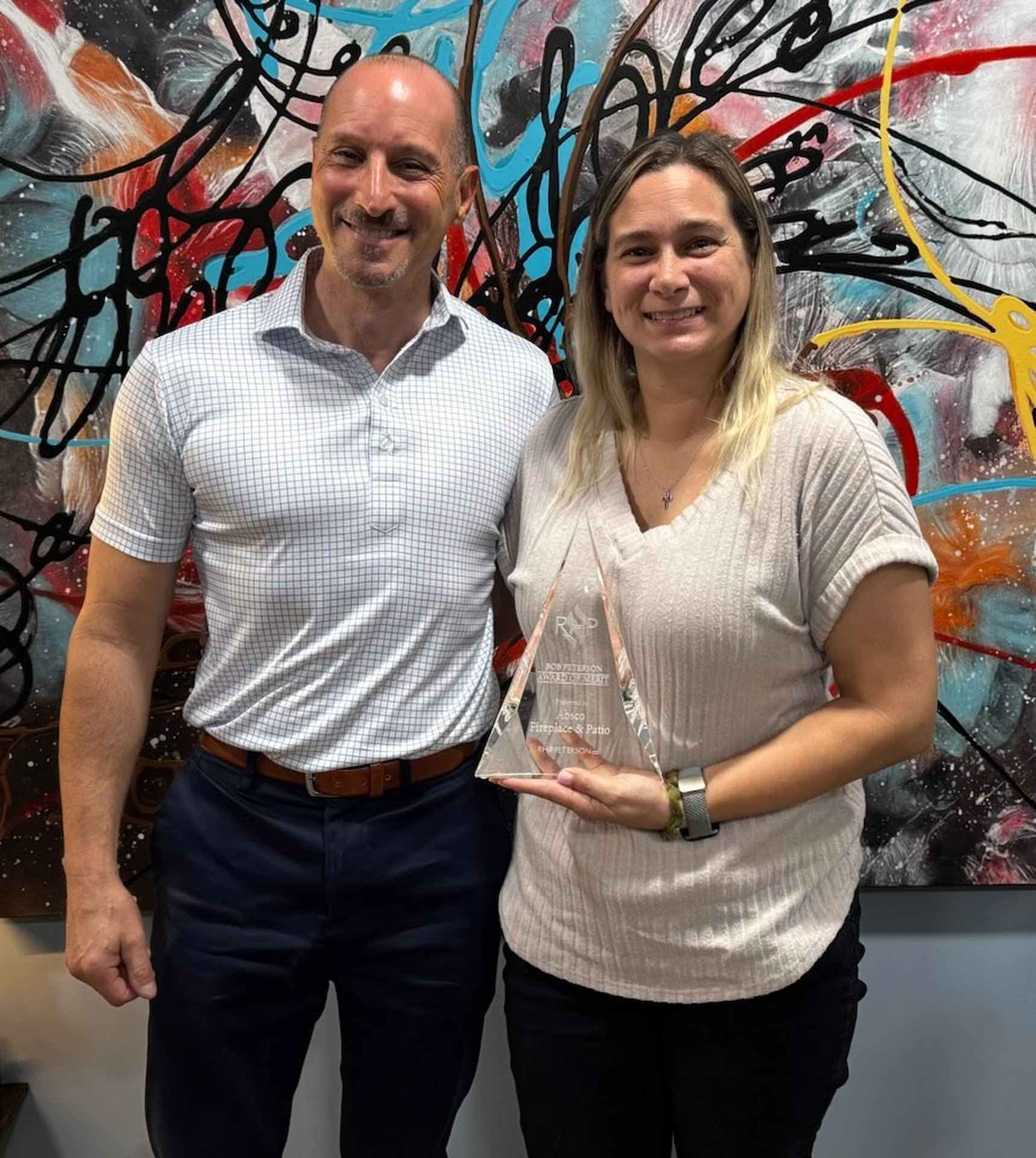 ABSCO - Peterson Gas Logs Top Dealer for 2025 - Presented to Joy by VP Mike Waller